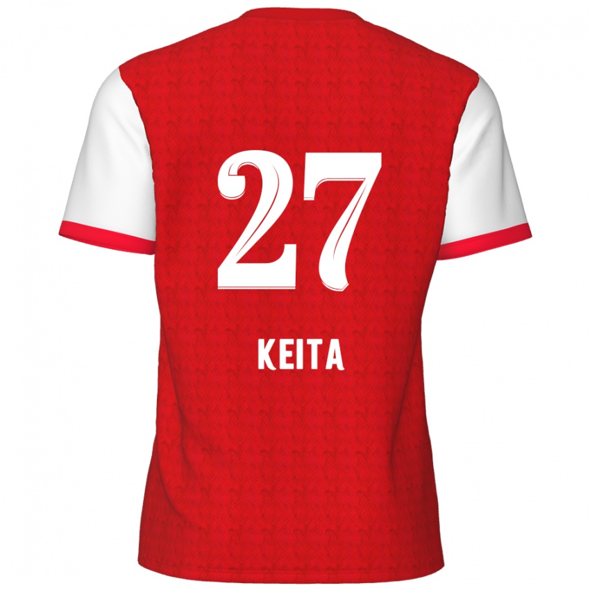 Hombre Camiseta Mandela Keita #27 Rojo Blanco 1ª Equipación 2024/25 La Camisa Chile