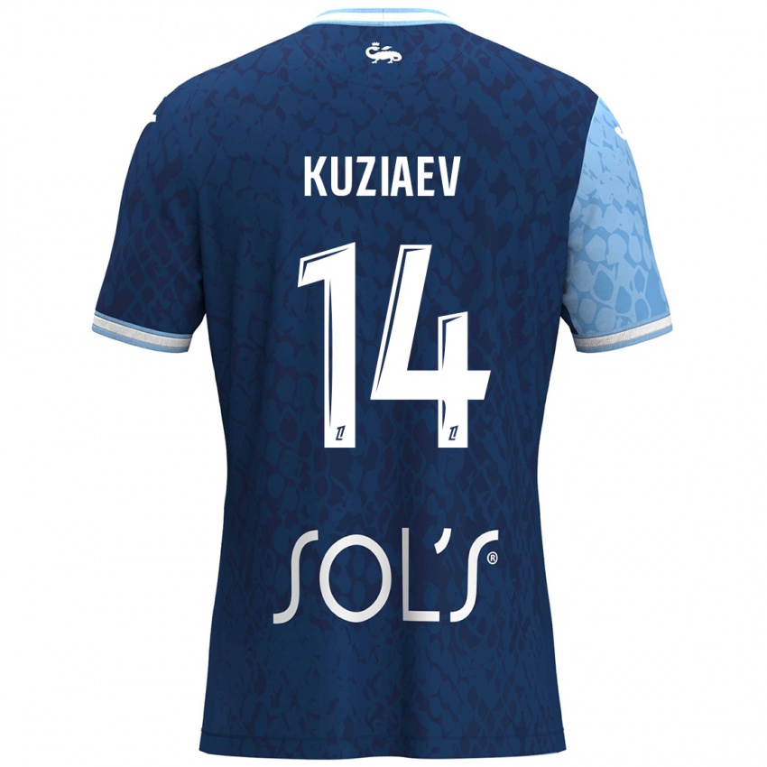 Hombre Camiseta Daler Kuzyaev #14 Azul Cielo Azul Oscuro 1ª Equipación 2024/25 La Camisa Chile