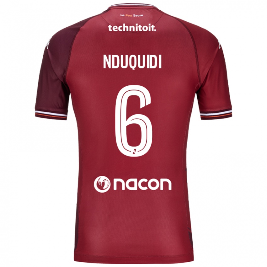 Hombre Camiseta Joseph Nduquidi #6 Rojo Granata 1ª Equipación 2024/25 La Camisa Chile