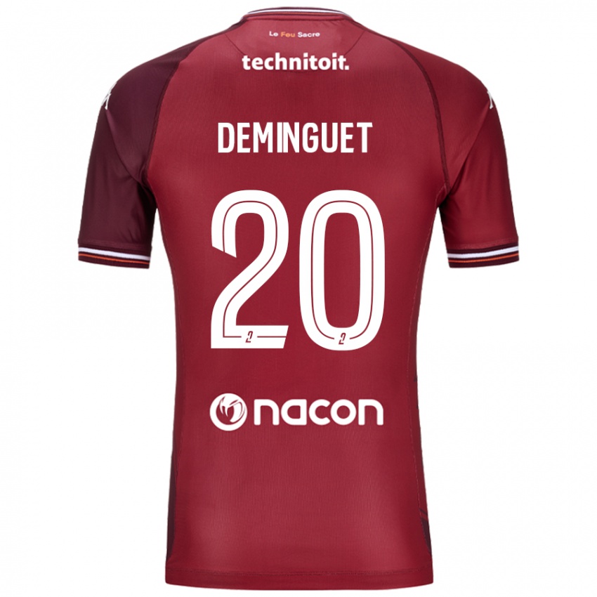 Hombre Camiseta Jessy Deminguet #20 Rojo Granata 1ª Equipación 2024/25 La Camisa Chile