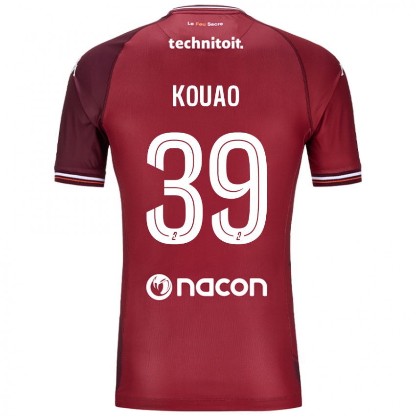 Hombre Camiseta Koffi Kouao #39 Rojo Granata 1ª Equipación 2024/25 La Camisa Chile