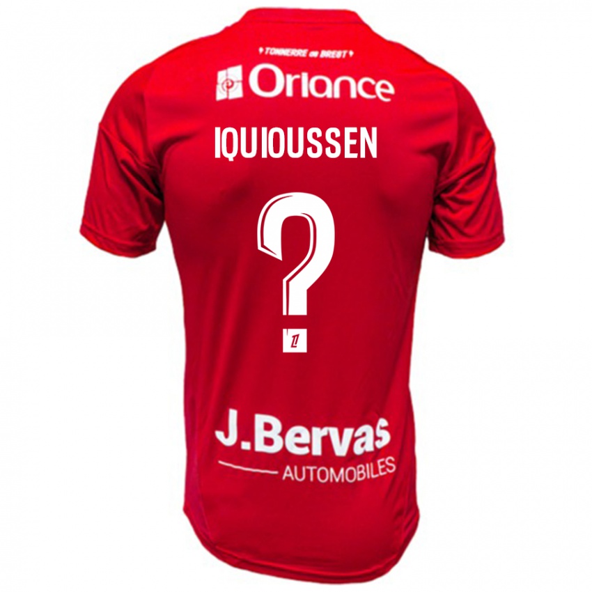 Hombre Camiseta Adam Iquioussen #0 Rojo Blanco 1ª Equipación 2024/25 La Camisa Chile