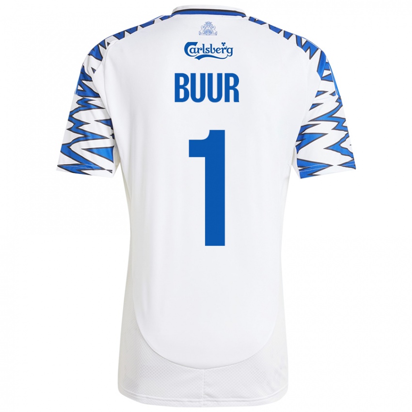 Hombre Camiseta Oscar Buur #1 Blanco Azul Cielo 1ª Equipación 2024/25 La Camisa Chile