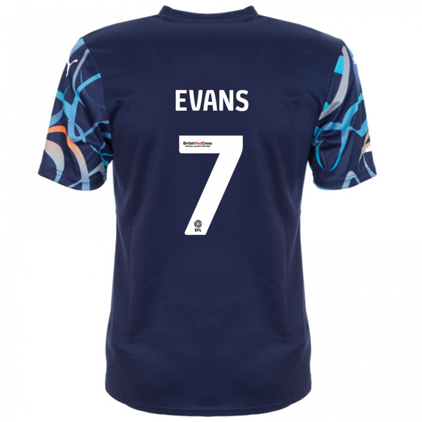 Hombre Camiseta Lee Evans #7 Azul Marino 2ª Equipación 2024/25 La Camisa Chile