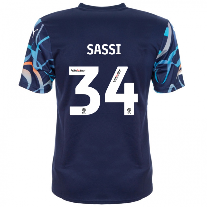 Hombre Camiseta Dan Sassi #34 Azul Marino 2ª Equipación 2024/25 La Camisa Chile