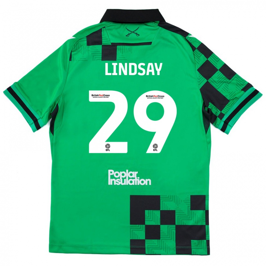 Hombre Camiseta Jamie Lindsay #29 Verde Negro 2ª Equipación 2024/25 La Camisa Chile