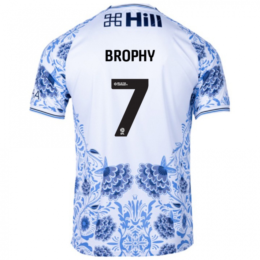 Hombre Camiseta James Brophy #7 Blanco Azul 2ª Equipación 2024/25 La Camisa Chile