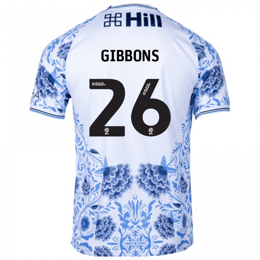 Hombre Camiseta James Gibbons #26 Blanco Azul 2ª Equipación 2024/25 La Camisa Chile