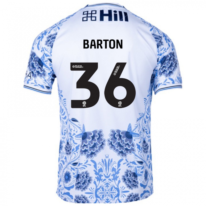 Hombre Camiseta Dan Barton #36 Blanco Azul 2ª Equipación 2024/25 La Camisa Chile