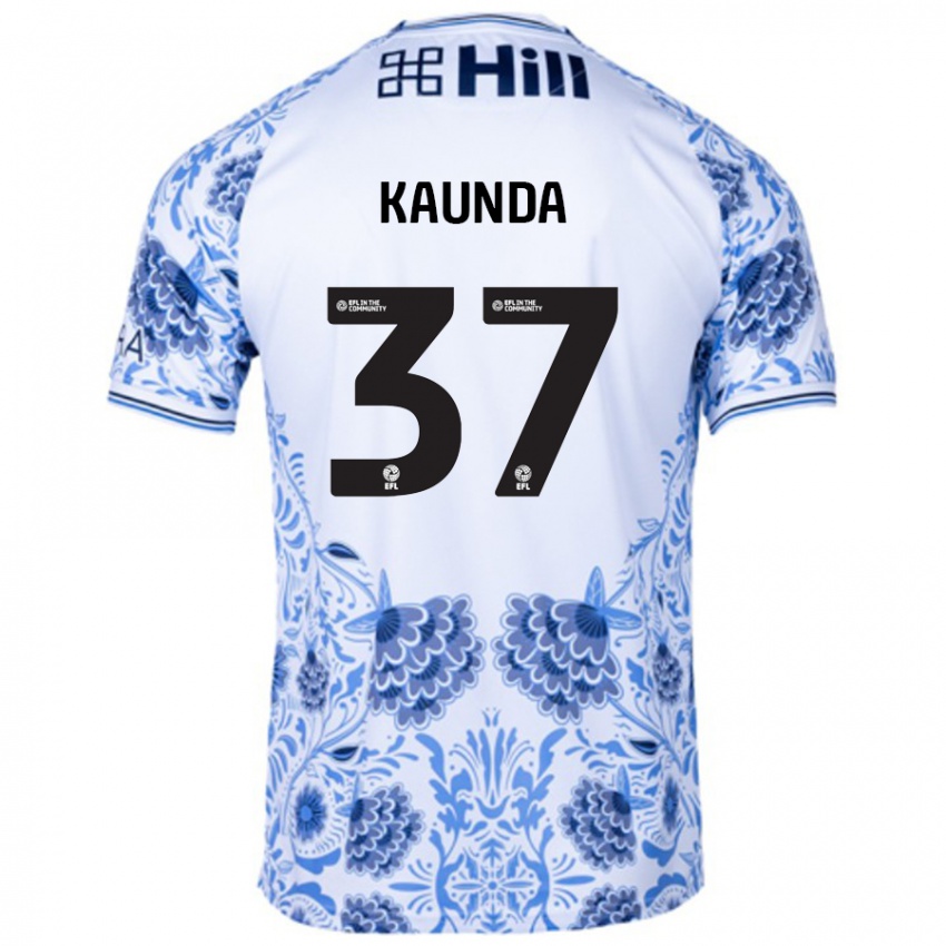 Hombre Camiseta Amaru Kaunda #37 Blanco Azul 2ª Equipación 2024/25 La Camisa Chile