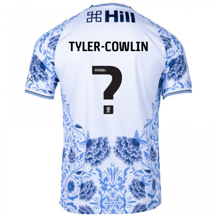 Hombre Camiseta Danny Tyler-Cowlin #0 Blanco Azul 2ª Equipación 2024/25 La Camisa Chile