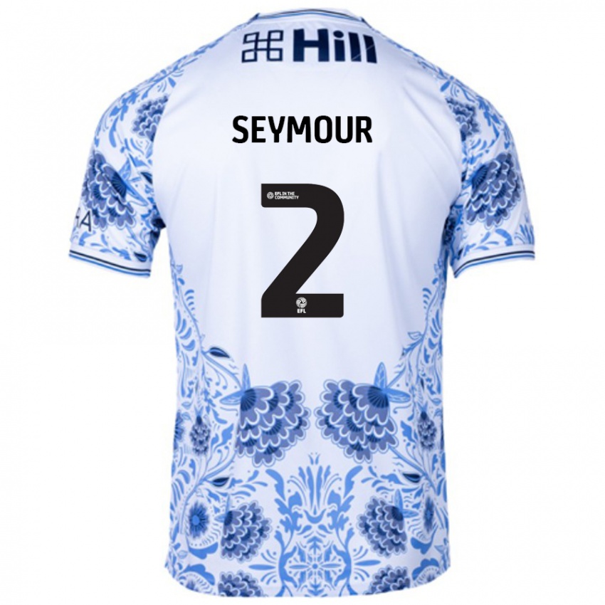 Hombre Camiseta Mayzee Seymour #2 Blanco Azul 2ª Equipación 2024/25 La Camisa Chile