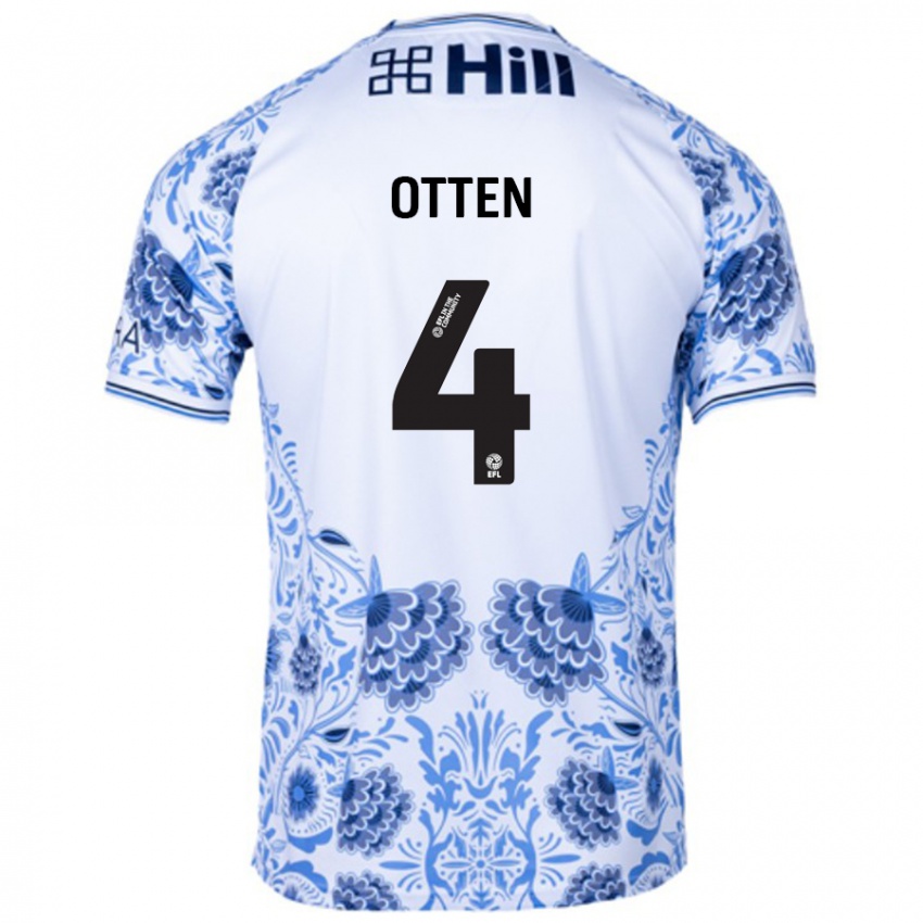 Hombre Camiseta Gisela Otten #4 Blanco Azul 2ª Equipación 2024/25 La Camisa Chile