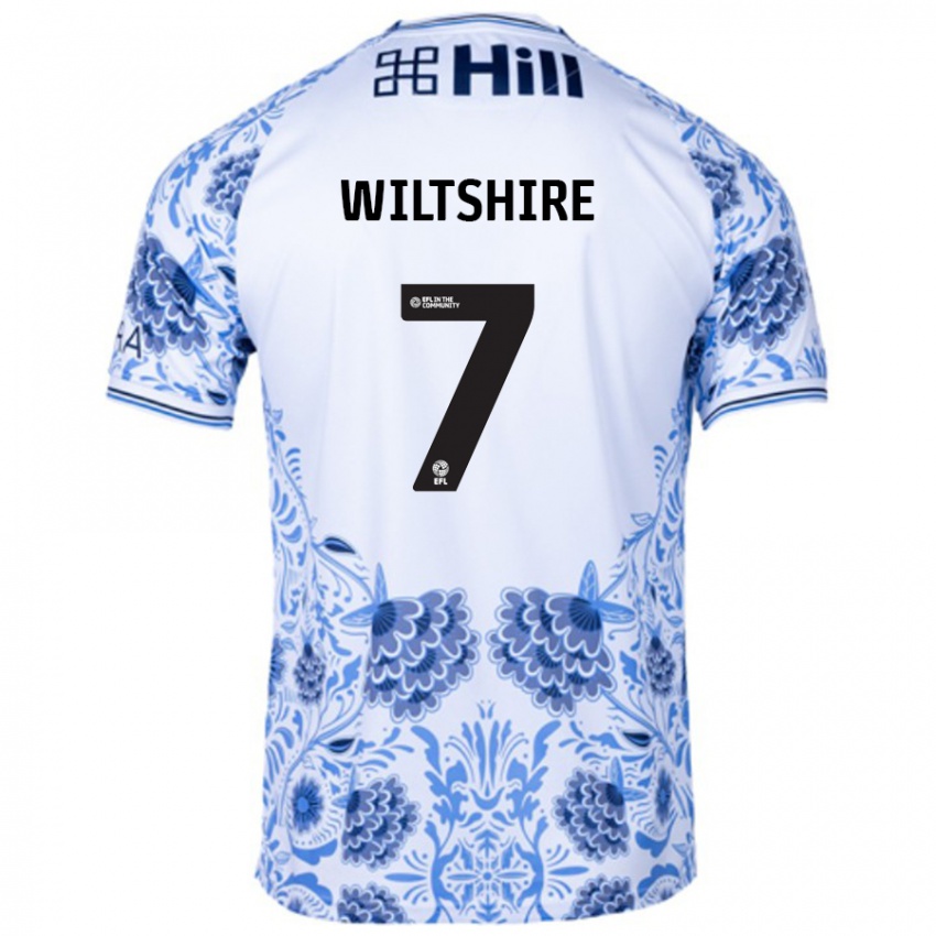 Hombre Camiseta Sarah Wiltshire #7 Blanco Azul 2ª Equipación 2024/25 La Camisa Chile