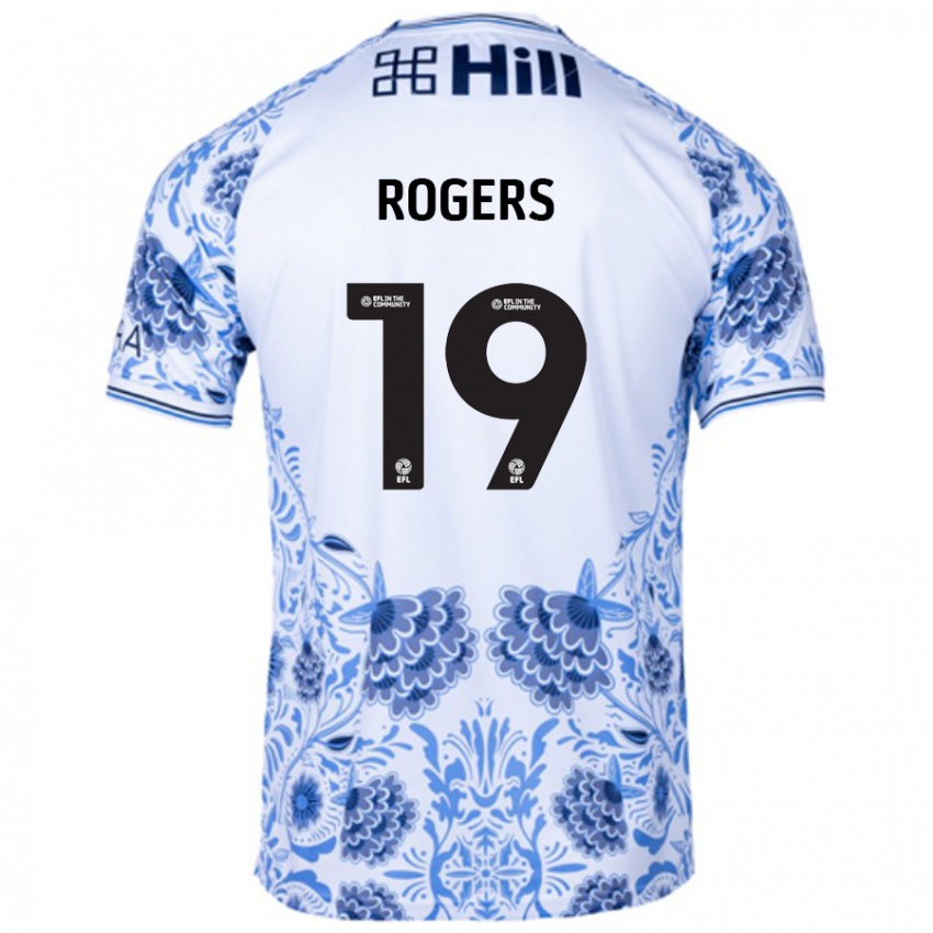 Hombre Camiseta Beatrice Rogers #19 Blanco Azul 2ª Equipación 2024/25 La Camisa Chile