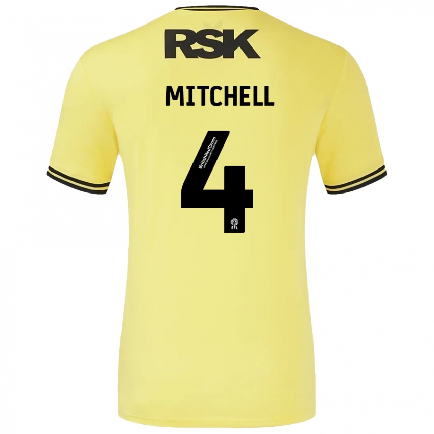 Hombre Camiseta Alex Mitchell #4 Amarillo Negro 2ª Equipación 2024/25 La Camisa Chile