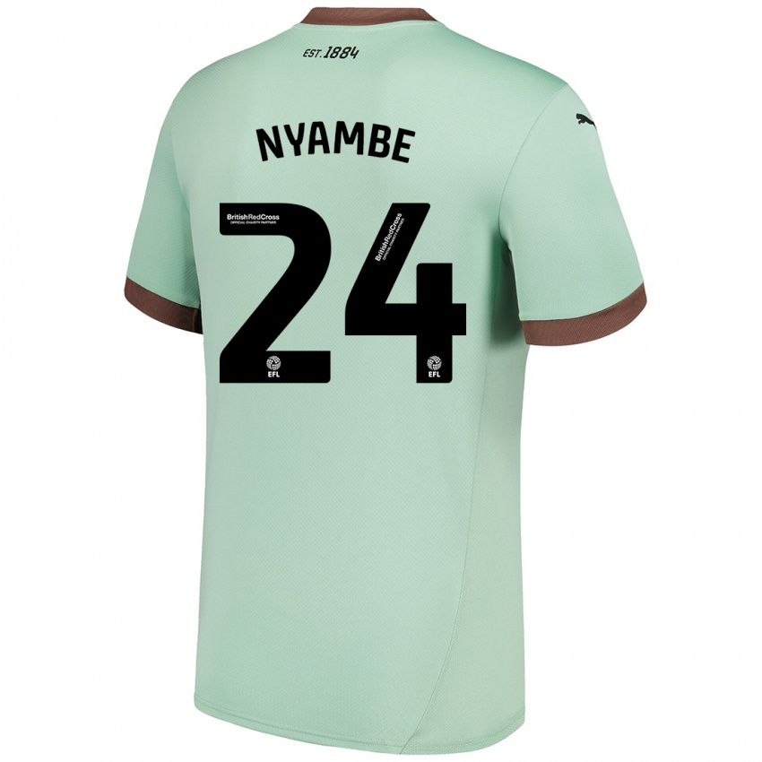 Hombre Camiseta Ryan Nyambe #24 Verde Pálido 2ª Equipación 2024/25 La Camisa Chile