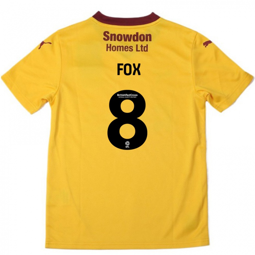 Hombre Camiseta Ben Fox #8 Naranja Borgoña 2ª Equipación 2024/25 La Camisa Chile