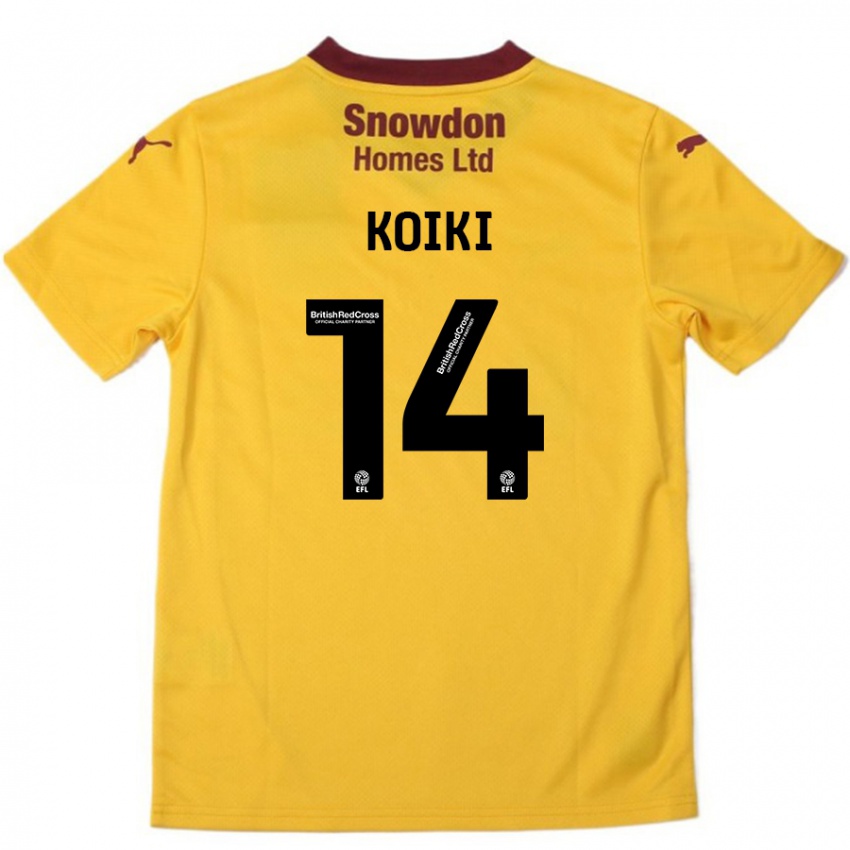 Hombre Camiseta Ali Koiki #14 Naranja Borgoña 2ª Equipación 2024/25 La Camisa Chile