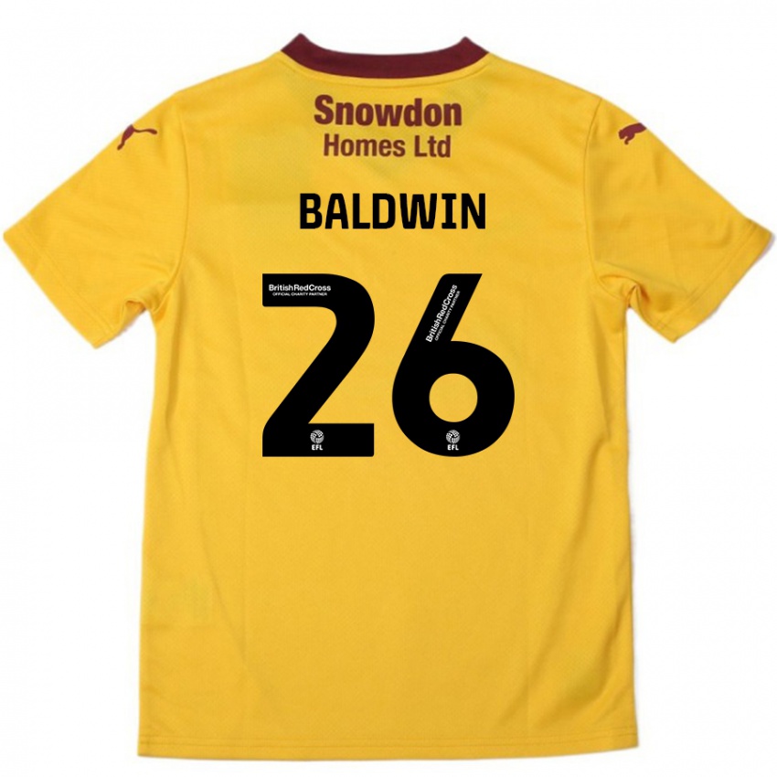 Hombre Camiseta Jack Baldwin #26 Naranja Borgoña 2ª Equipación 2024/25 La Camisa Chile