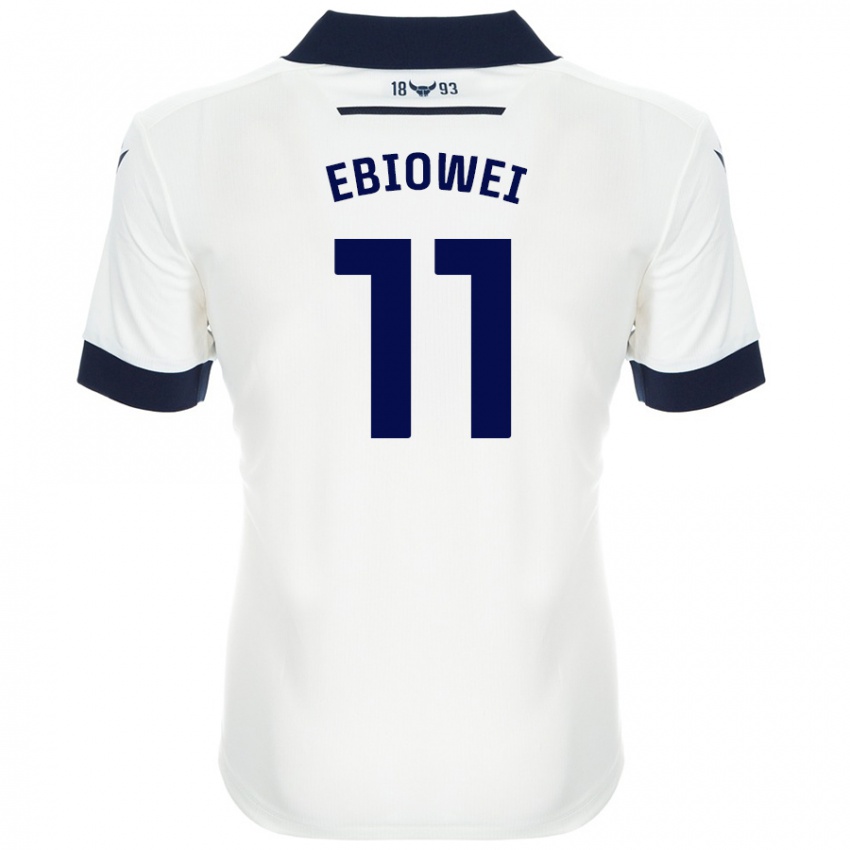 Hombre Camiseta Malcolm Ebiowei #11 Blanco Azul Marino 2ª Equipación 2024/25 La Camisa Chile