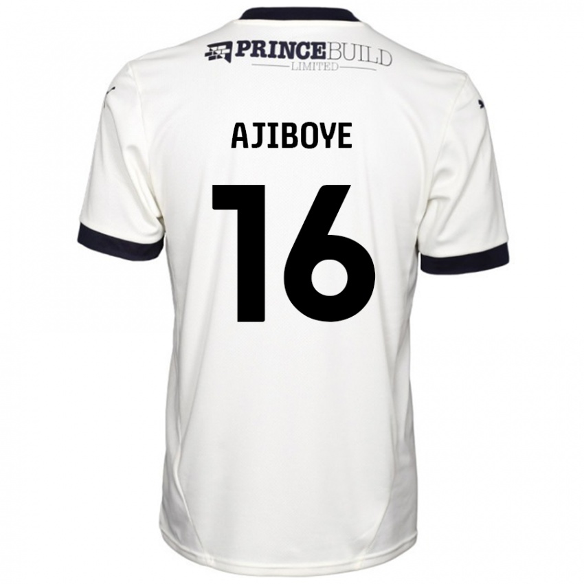 Hombre Camiseta David Ajiboye #16 Blanquecino Negro 2ª Equipación 2024/25 La Camisa Chile