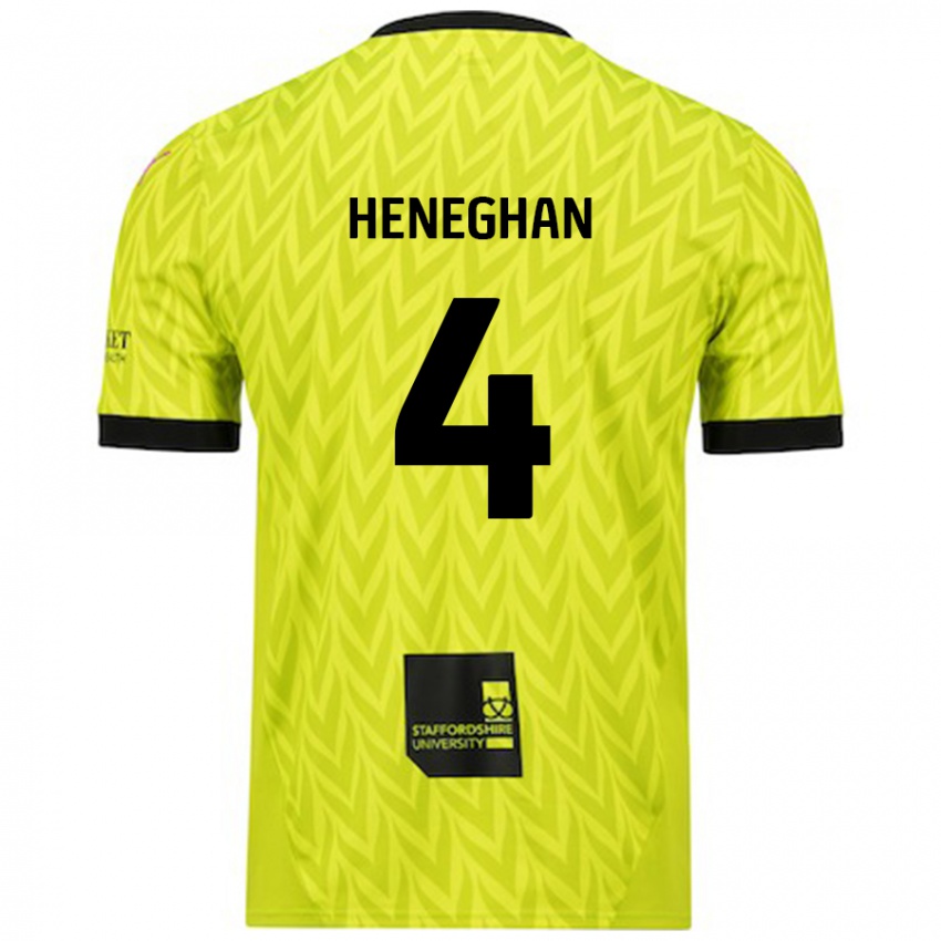 Hombre Camiseta Ben Heneghan #4 Verde Fluorescente 2ª Equipación 2024/25 La Camisa Chile