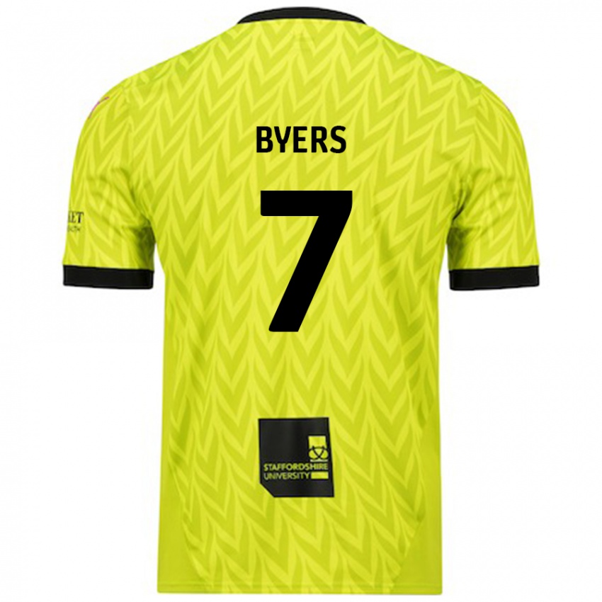 Hombre Camiseta George Byers #7 Verde Fluorescente 2ª Equipación 2024/25 La Camisa Chile