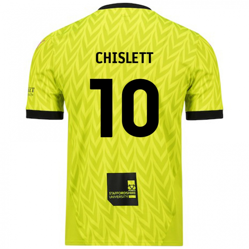 Hombre Camiseta Ethan Chislett #10 Verde Fluorescente 2ª Equipación 2024/25 La Camisa Chile