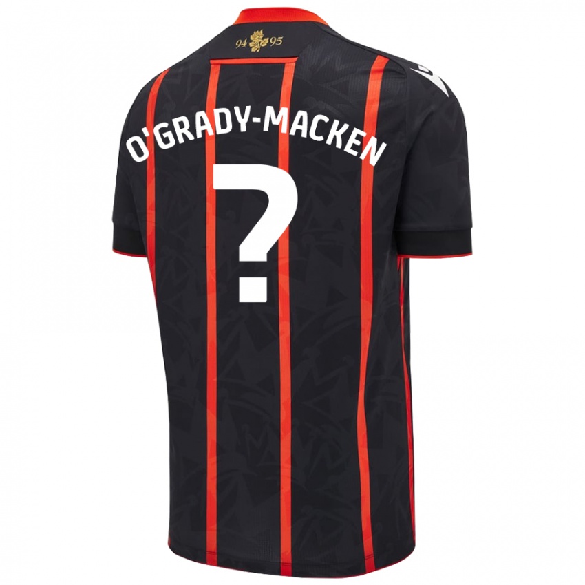 Hombre Camiseta Harley O'grady-Macken #0 Negro Rojo 2ª Equipación 2024/25 La Camisa Chile