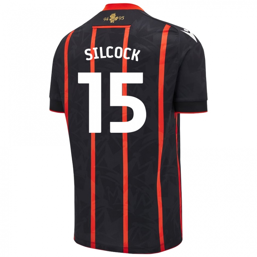 Hombre Camiseta Hannah Silcock #15 Negro Rojo 2ª Equipación 2024/25 La Camisa Chile