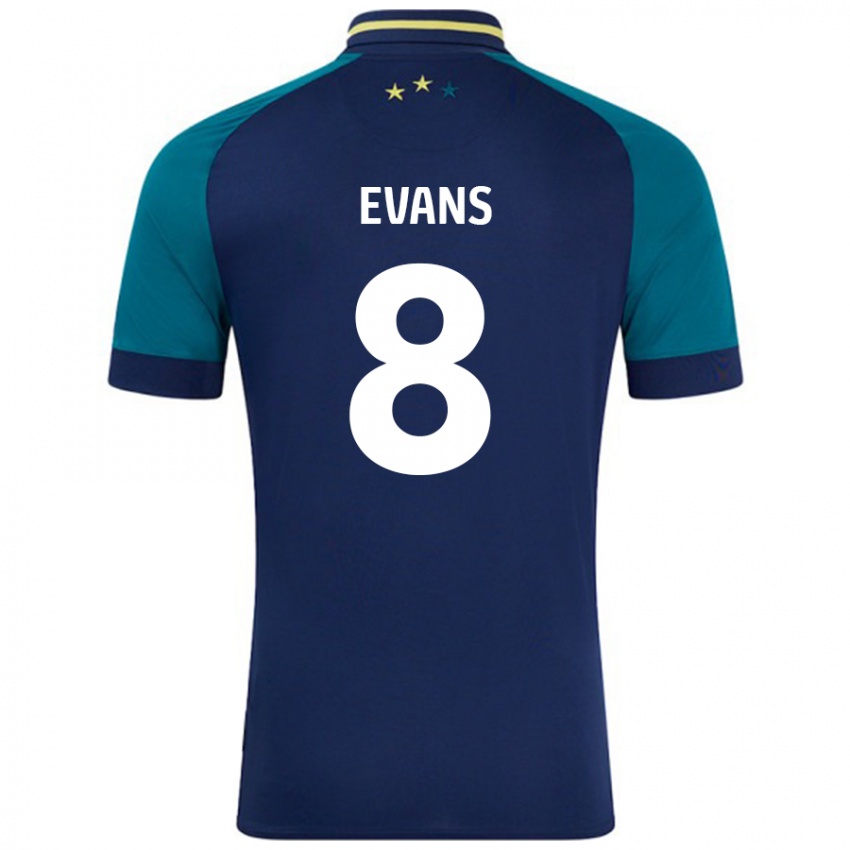 Hombre Camiseta Charley Evans #8 Azul Marino Verde Oscuro 2ª Equipación 2024/25 La Camisa Chile