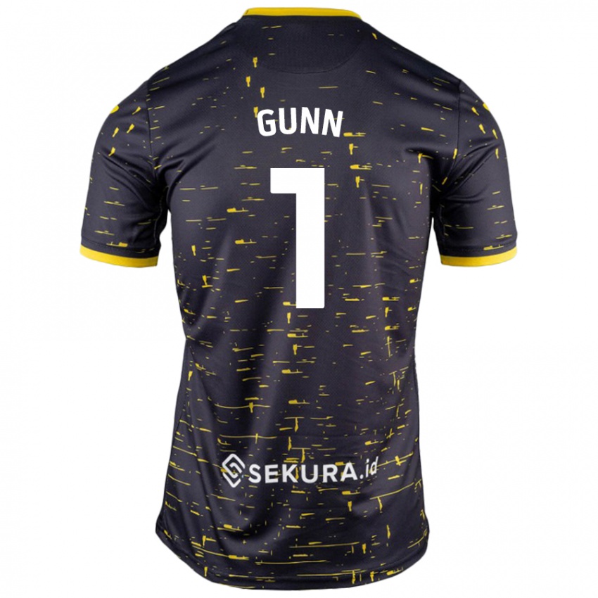 Hombre Camiseta Angus Gunn #1 Negro Amarillo 2ª Equipación 2024/25 La Camisa Chile