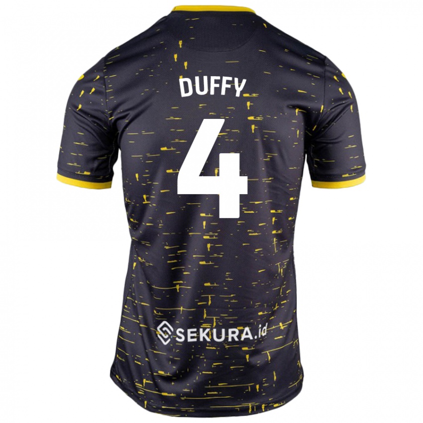 Hombre Camiseta Shane Duffy #4 Negro Amarillo 2ª Equipación 2024/25 La Camisa Chile