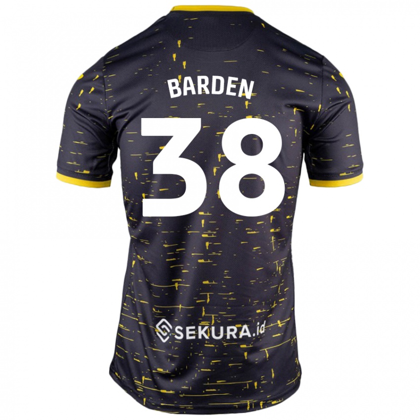 Hombre Camiseta Daniel Barden #38 Negro Amarillo 2ª Equipación 2024/25 La Camisa Chile