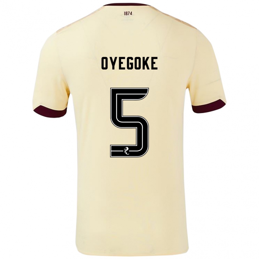 Hombre Camiseta Daniel Oyegoke #5 Crema Burdeos 2ª Equipación 2024/25 La Camisa Chile