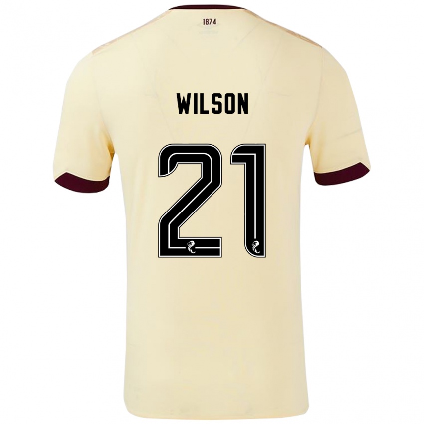 Hombre Camiseta James Wilson #21 Crema Burdeos 2ª Equipación 2024/25 La Camisa Chile