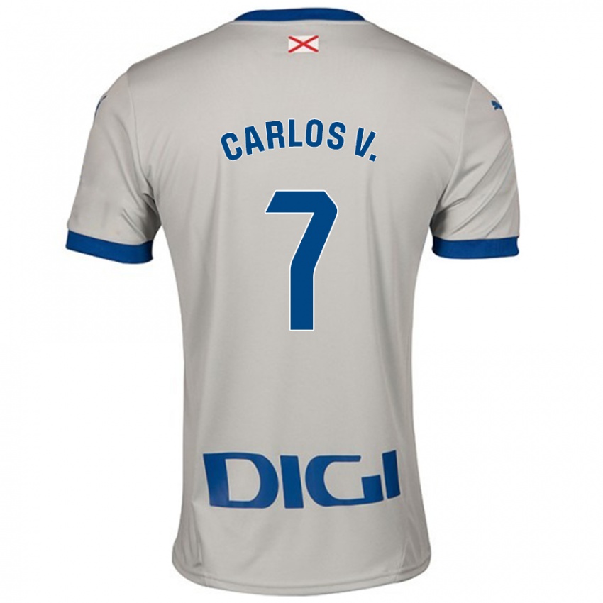 Hombre Camiseta Carlos Vicente #7 Gris Claro 2ª Equipación 2024/25 La Camisa Chile