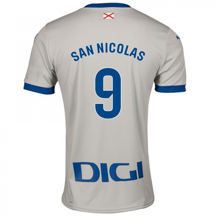 Hombre Camiseta Olga San Nicolás #9 Gris Claro 2ª Equipación 2024/25 La Camisa Chile