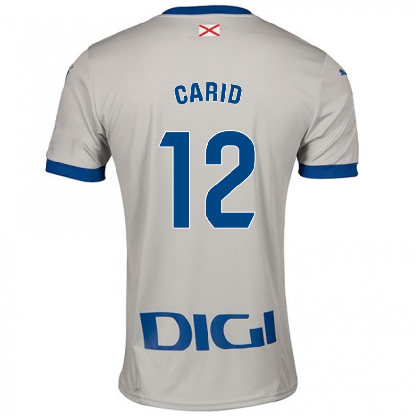 Hombre Camiseta Andrea Carid #12 Gris Claro 2ª Equipación 2024/25 La Camisa Chile