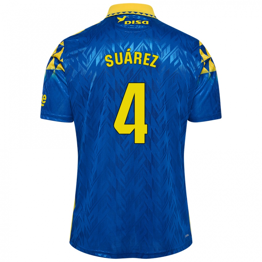 Hombre Camiseta Alex Suárez #4 Azul Amarillo 2ª Equipación 2024/25 La Camisa Chile