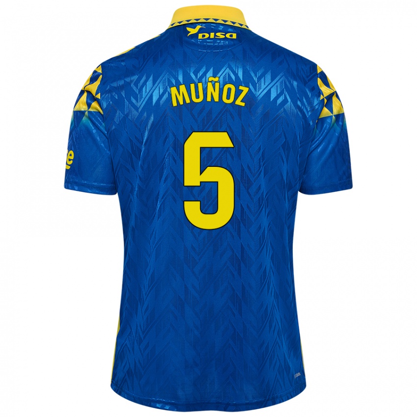 Hombre Camiseta Javi Muñoz #5 Azul Amarillo 2ª Equipación 2024/25 La Camisa Chile