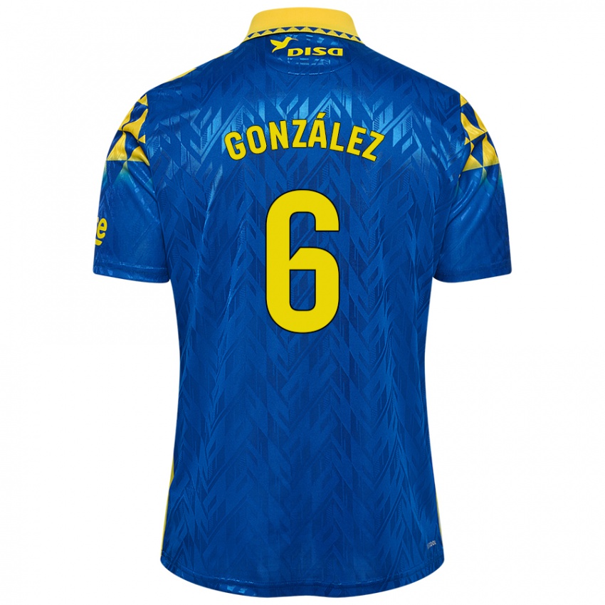 Hombre Camiseta Fabio González #6 Azul Amarillo 2ª Equipación 2024/25 La Camisa Chile