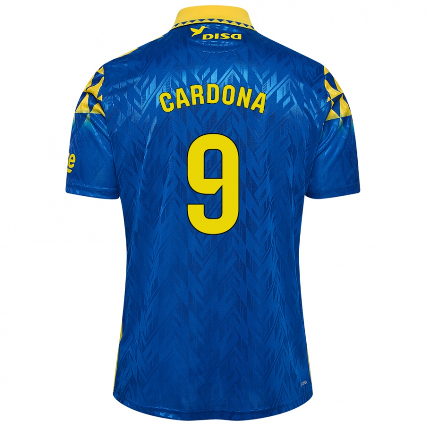 Hombre Camiseta Marc Cardona #9 Azul Amarillo 2ª Equipación 2024/25 La Camisa Chile