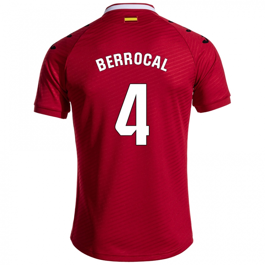 Hombre Camiseta Juan Berrocal #4 Rojo Oscuro 2ª Equipación 2024/25 La Camisa Chile