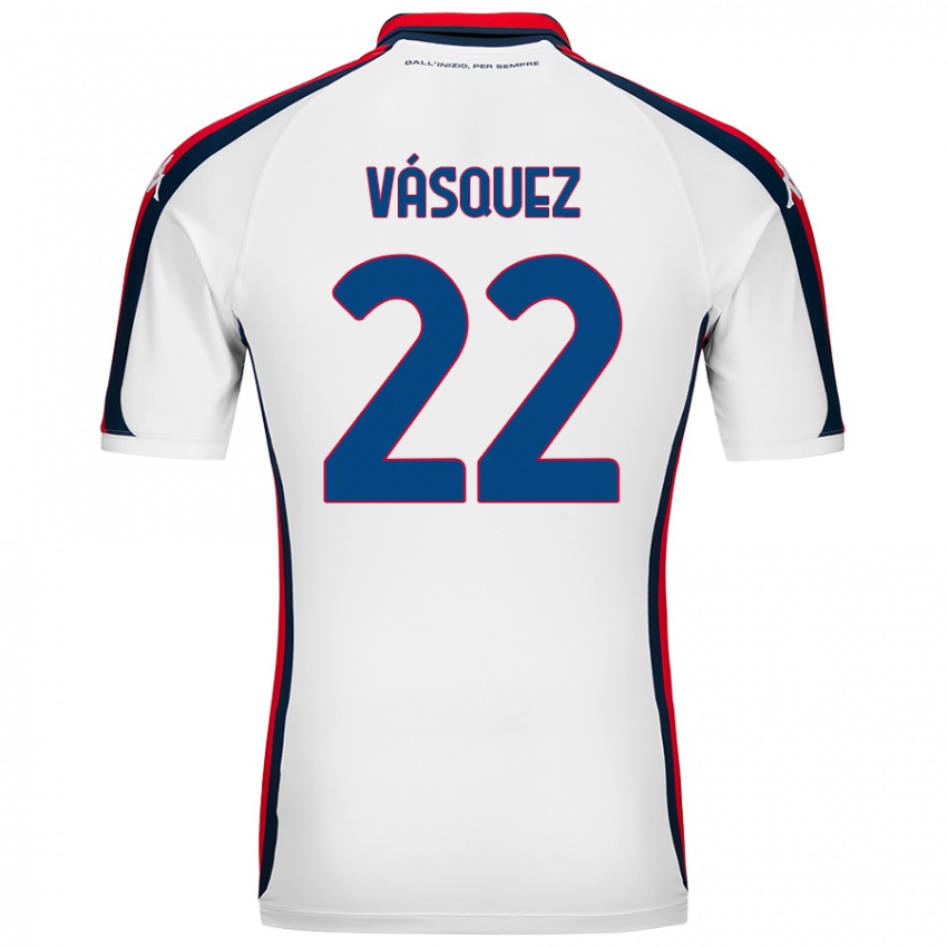 Hombre Camiseta Johan Vásquez #22 Blanco 2ª Equipación 2024/25 La Camisa Chile