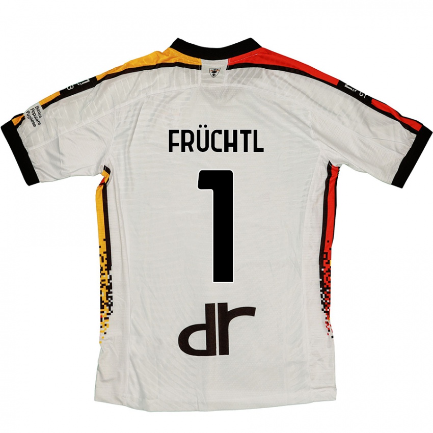 Hombre Camiseta Christian Früchtl #1 Blanco Negro 2ª Equipación 2024/25 La Camisa Chile