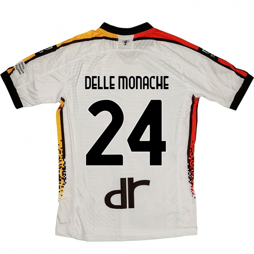 Hombre Camiseta Marco Delle Monache #24 Blanco Negro 2ª Equipación 2024/25 La Camisa Chile