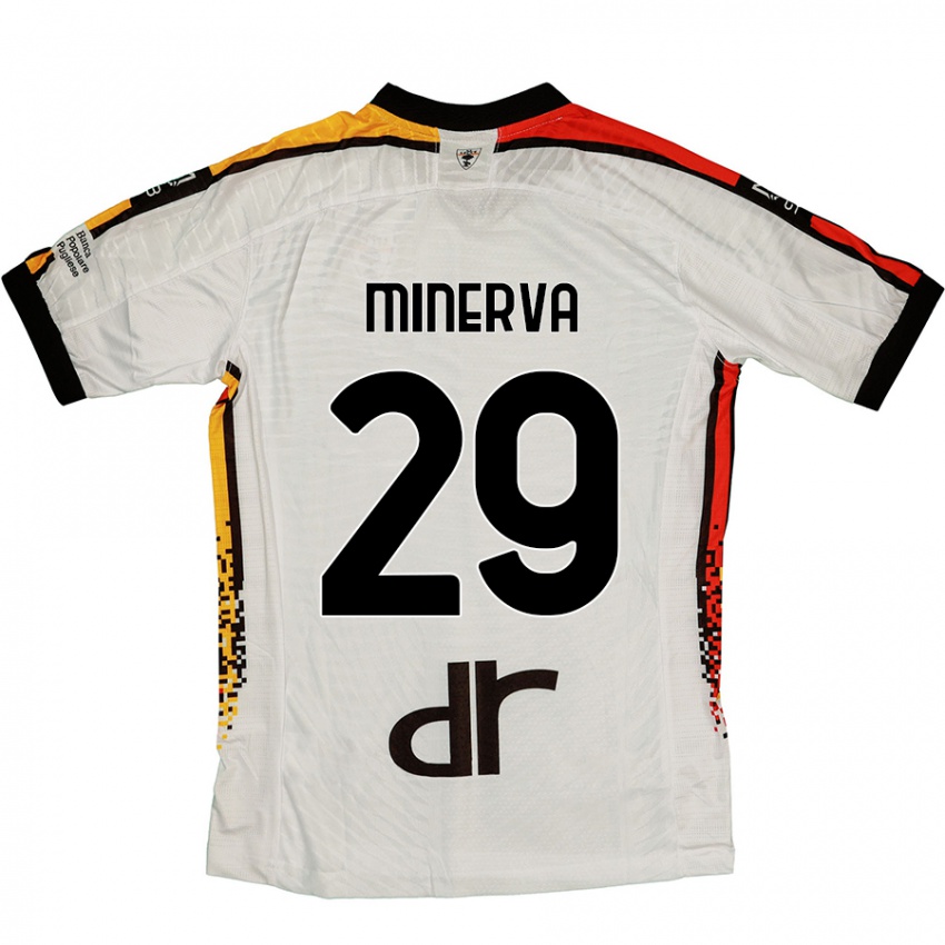 Hombre Camiseta Francesco Minerva #29 Blanco Negro 2ª Equipación 2024/25 La Camisa Chile