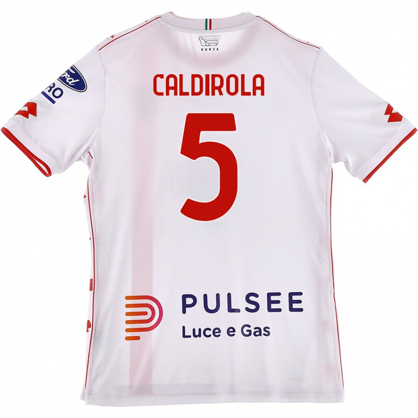 Hombre Camiseta Luca Caldirola #5 Blanco Rojo 2ª Equipación 2024/25 La Camisa Chile